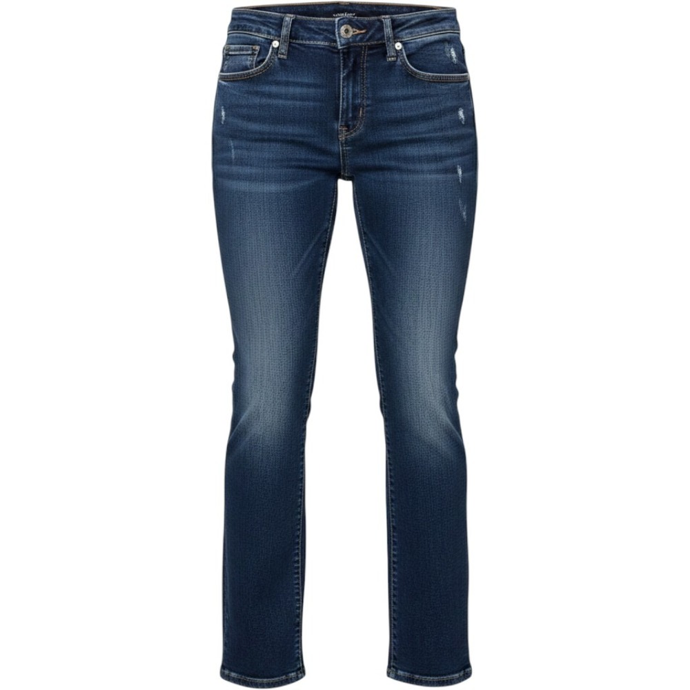 Silver Jeans‎ Suki Mid Slim Straight Women's 28 x 22 1/2 Distressed Blue Denim